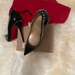These are beautiful Christian Louboutin Angelina 120 patent spike heels
